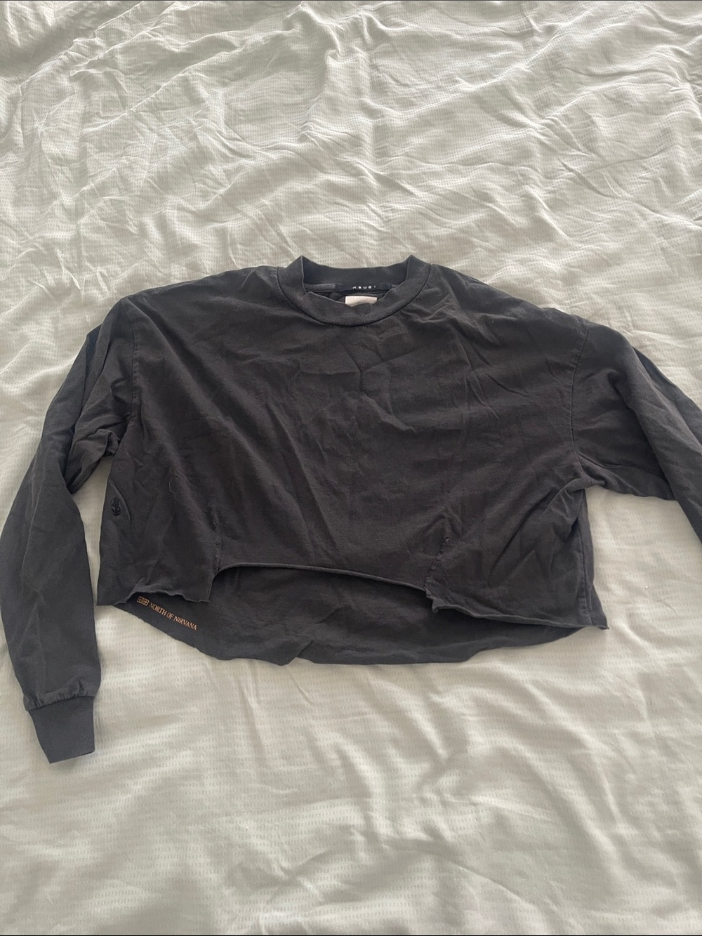 Ksubi Black Cropped Long-Sleeve Crew Top